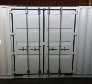 White shipping container With Side Doors